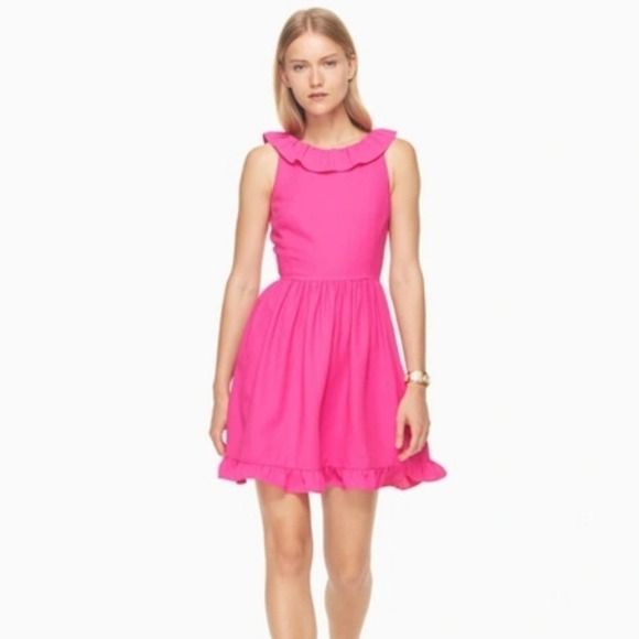 Kate Spade ruffle back mini dress in Bougainvillea fuschia pink, nwot, size 4 - Picture 1 of 10